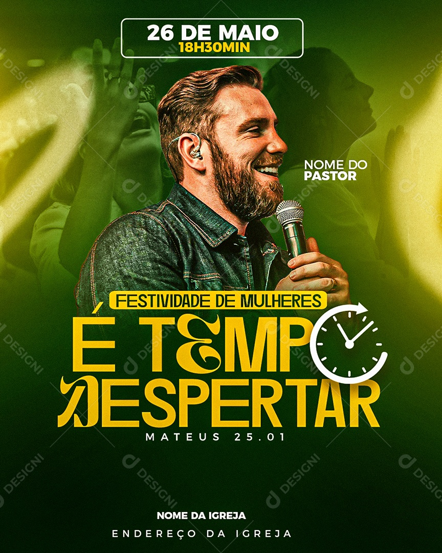 Flayer Gospel Festividade de Mulheres Social Media PSD Editável