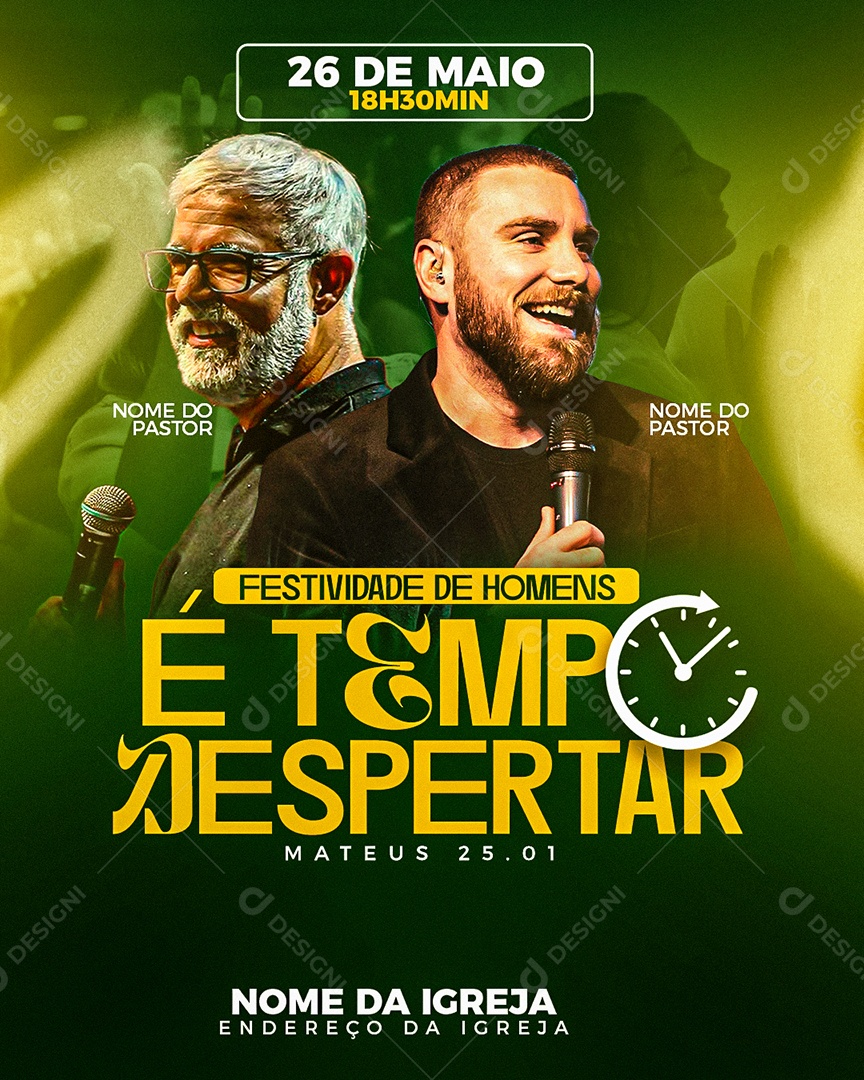 Flayer Gospel Festividade de Homens Social Media PSD Editável