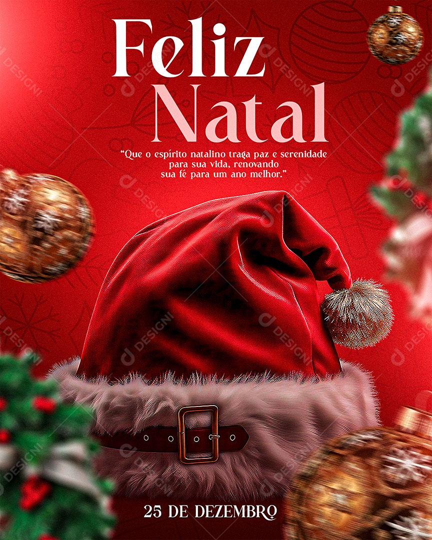 Flyer Feliz Natal 25 de Dezembro Social Media PSD Editável