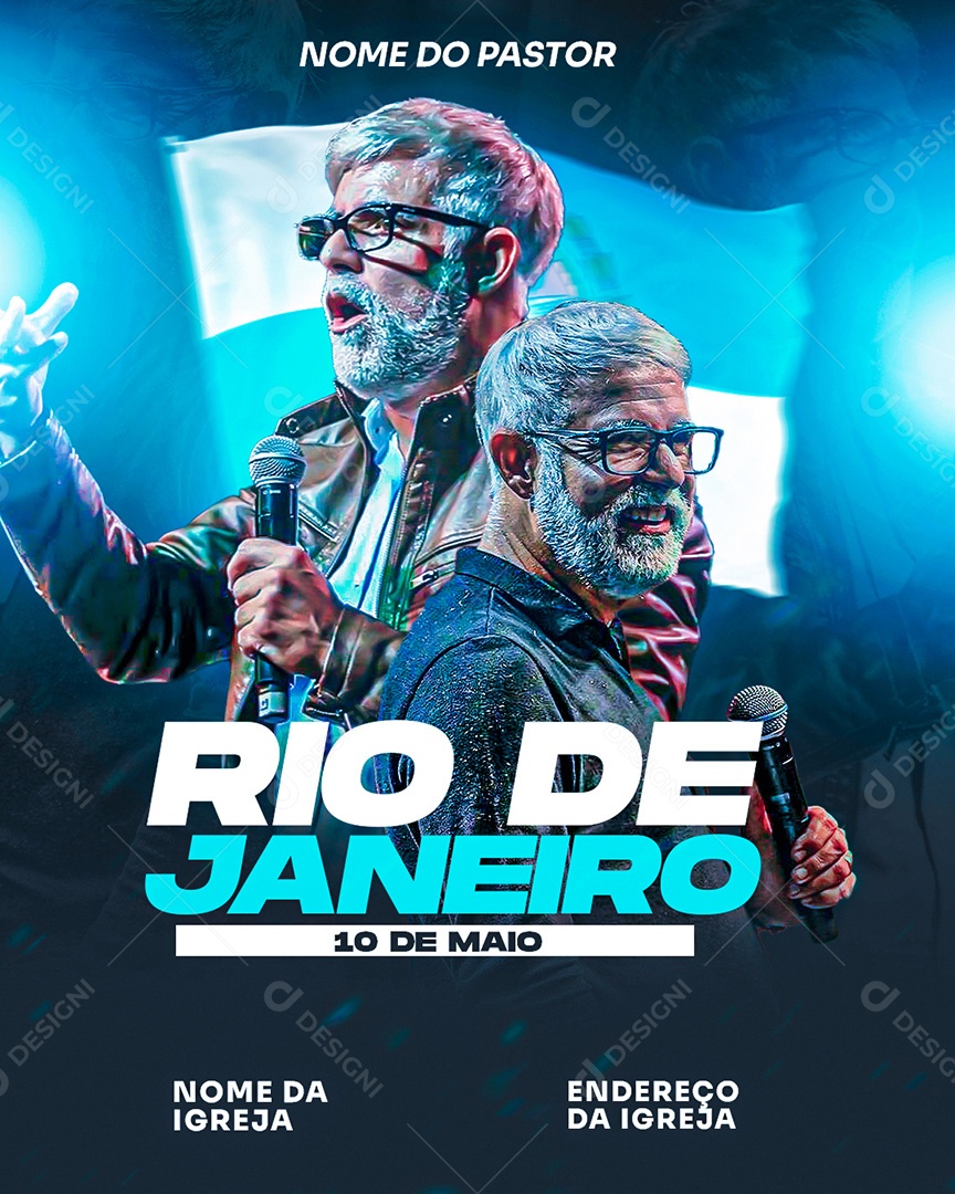Flyer Gospel Pastor Social Media PSD Editável