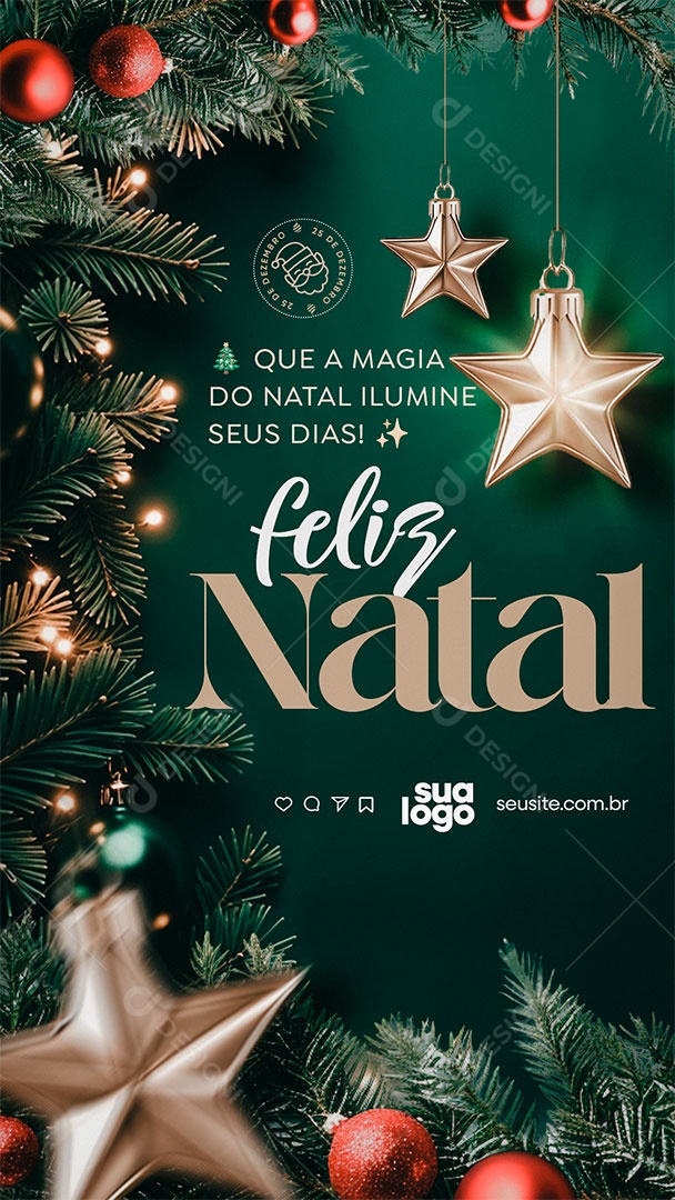Story Feliz Natal 25 de Dezembro Social Media PSD Editável