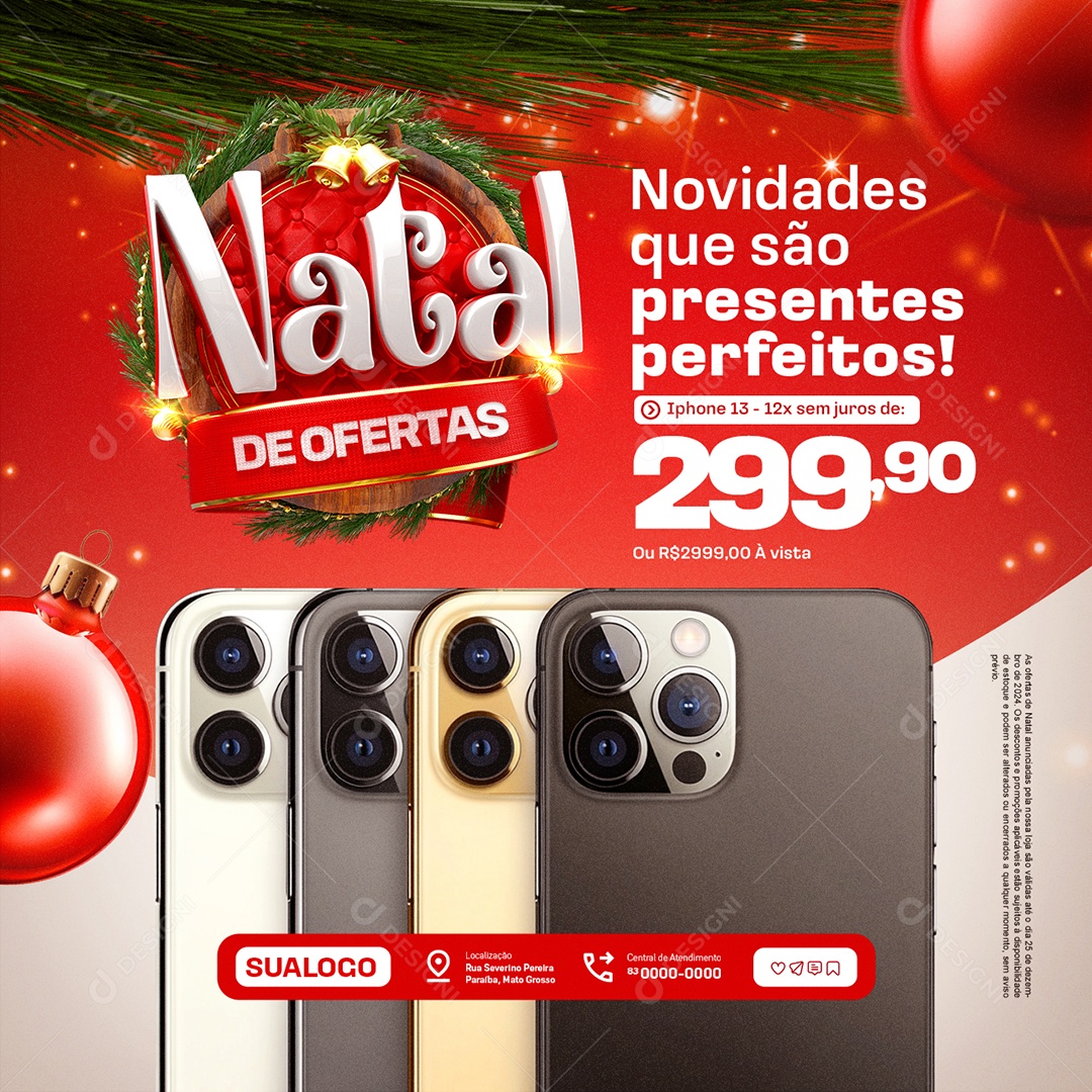 Loja de Celular Natal de Ofertas Novidades Social Media PSD Editável