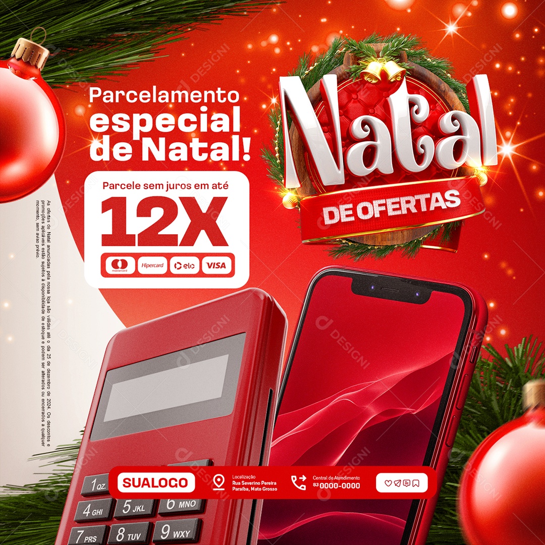 Loja de Celular Natal de Ofertas Parcelamento Especial Social Media PSD Editável