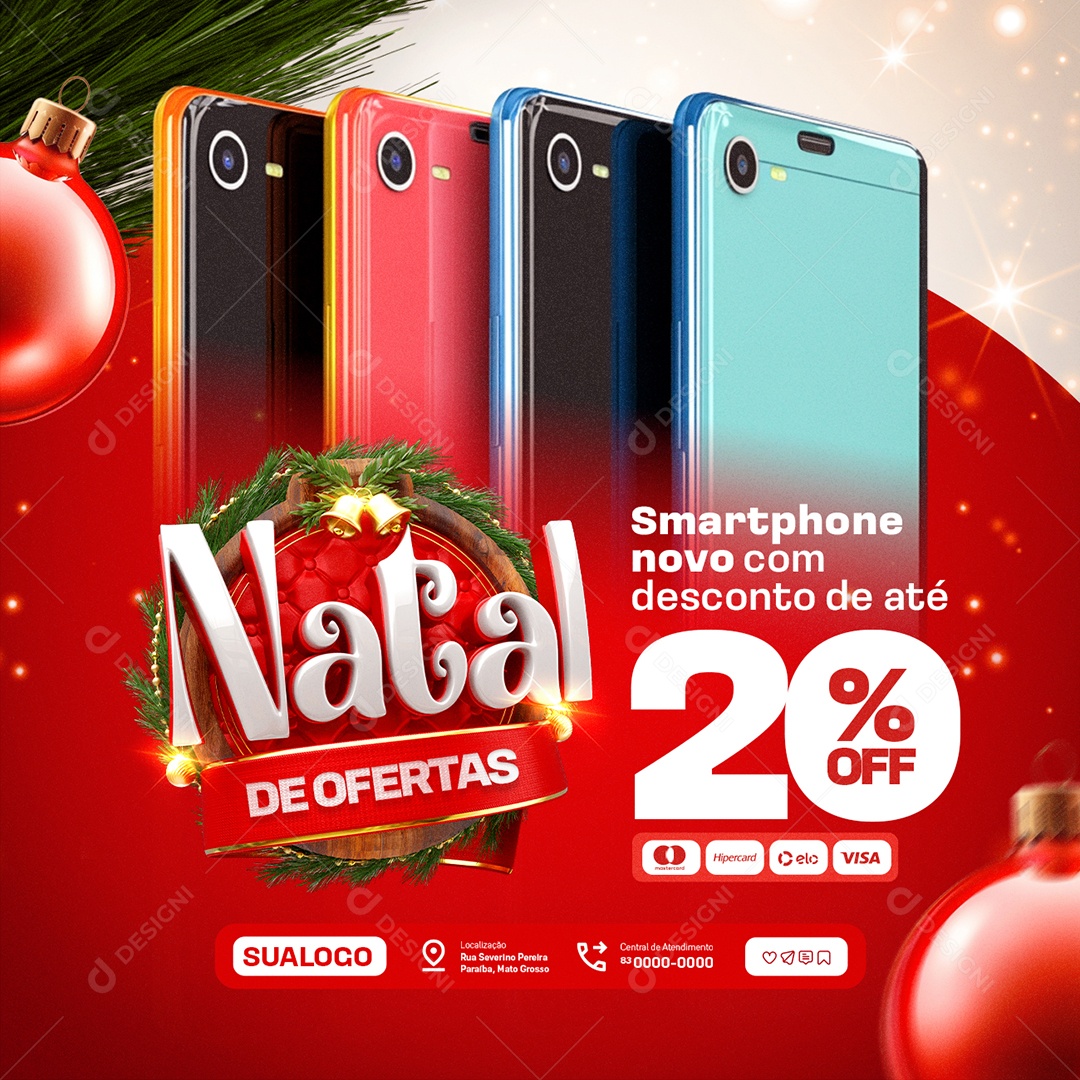 Loja de Celular Natal de Ofertas Smartphone Social Media PSD Editável