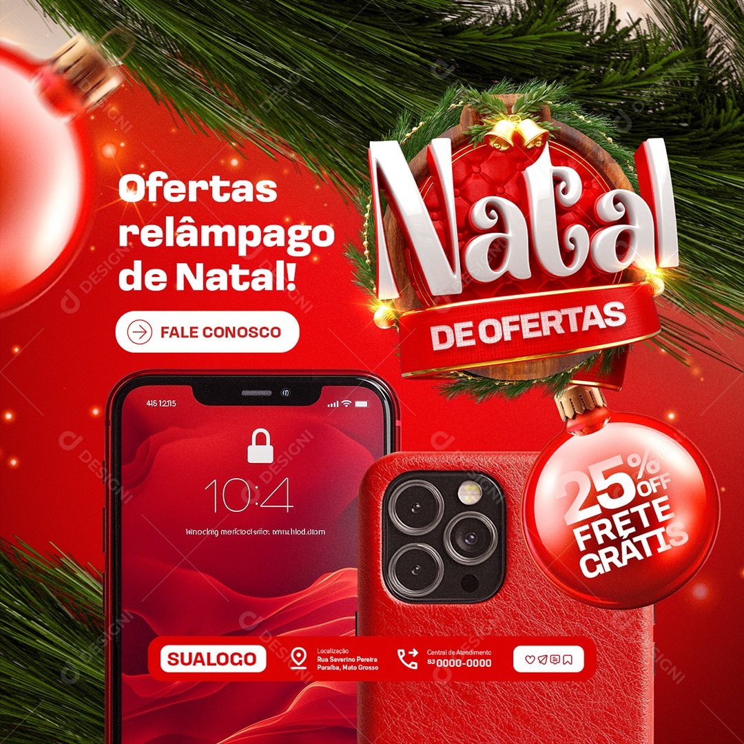 Loja de Celular Ofertas Relâmpago de Natal Social Media PSD Editável