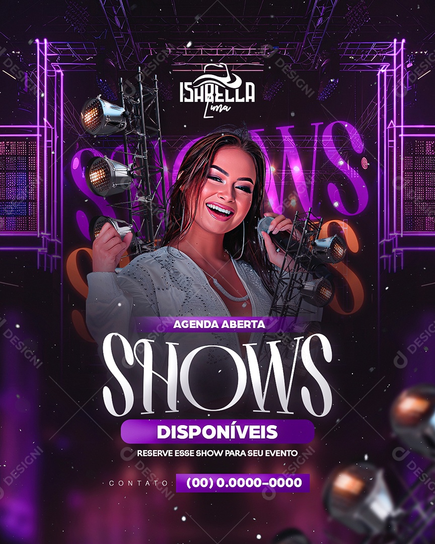 Flyer Agenda Aberta Shows Isabella Lima Social Media PSD Editável