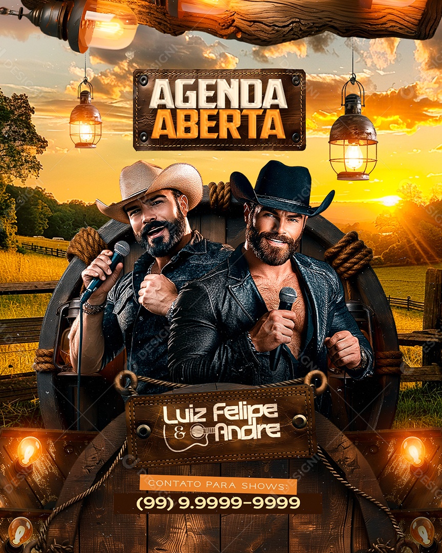 Flyer Agenda Aberta Luiz Felipe e Andre Social Media PSD Editável