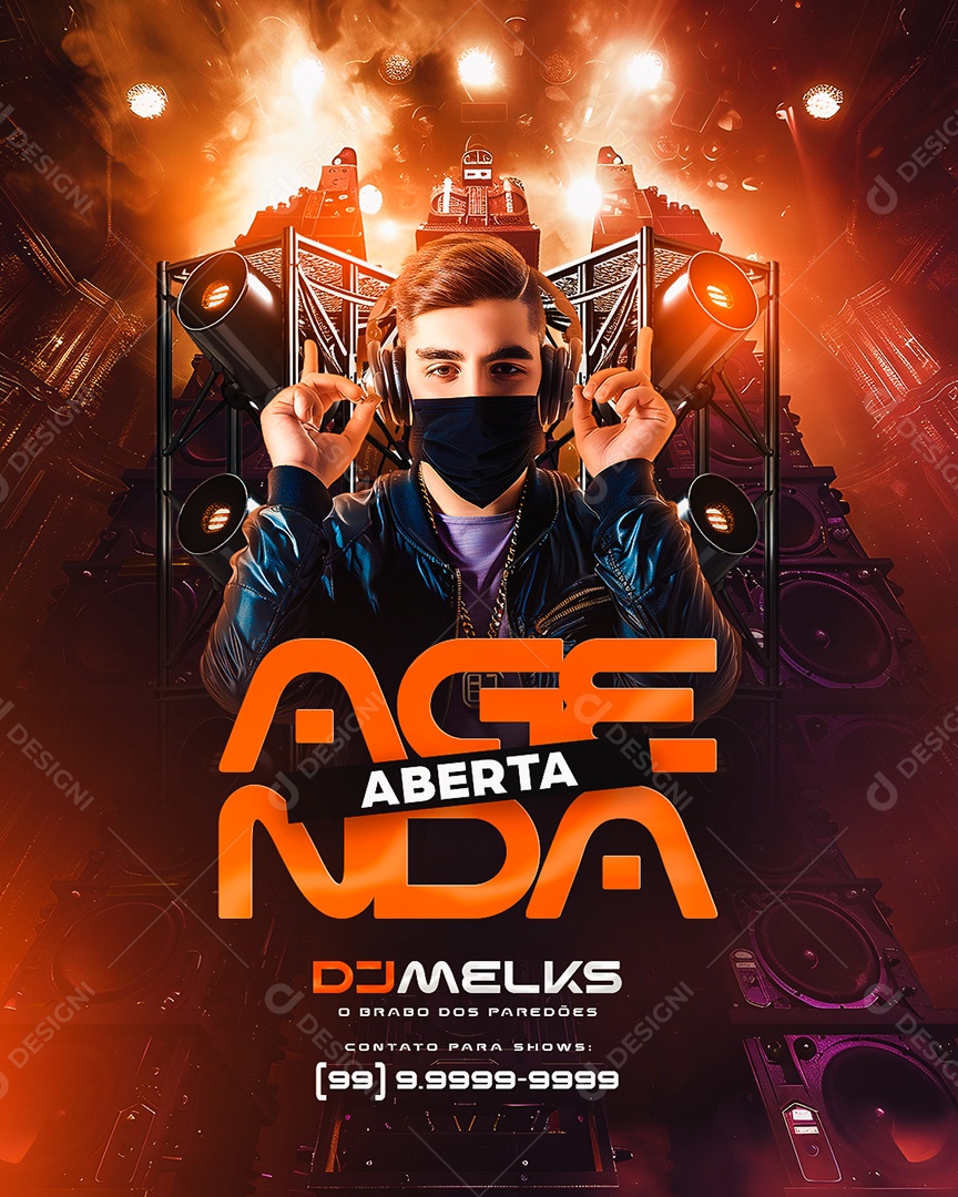 Flyer Agenda Aberta DJ Melks Social Media PSD Editável