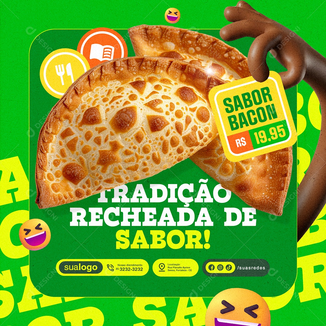 Pastelaria Tradição Recheada de Sabor Social Media PSD Editável