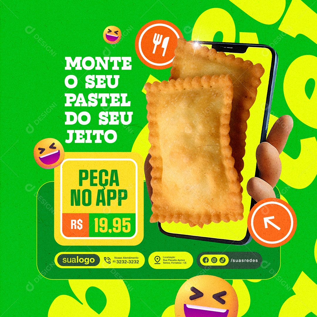 Pastelaria Monte o Seu Pastel do Seu Jeito Social Media PSD Editável