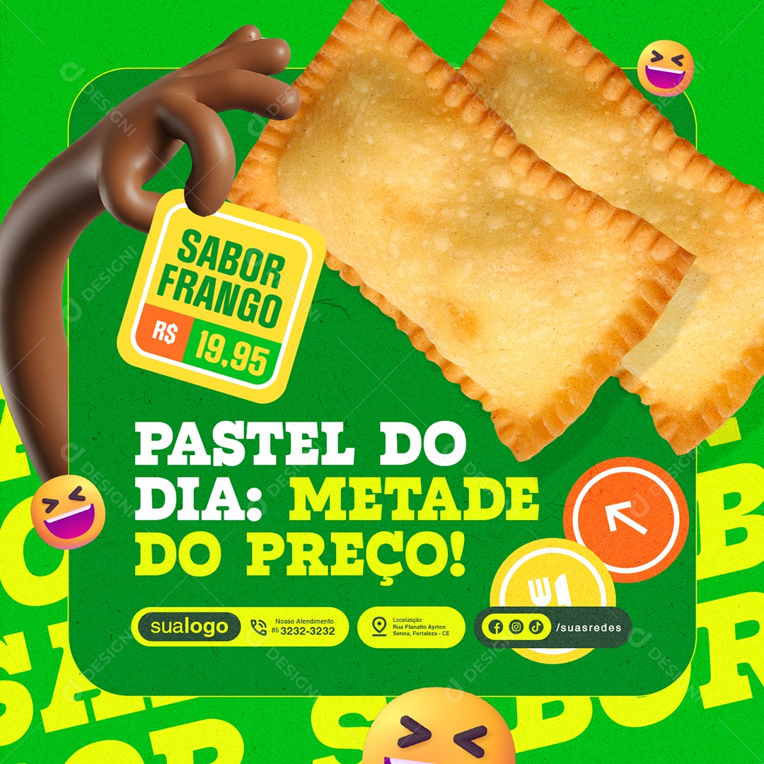 Pastelaria Pastel do Dia Metade do Preço Social Media PSD Editável