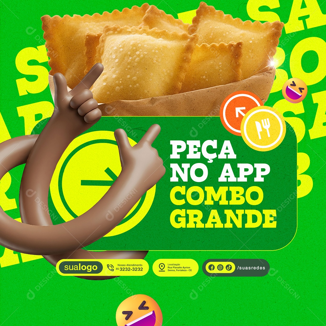 Pastelaria Peça no App Combo Grande Social Media PSD Editável