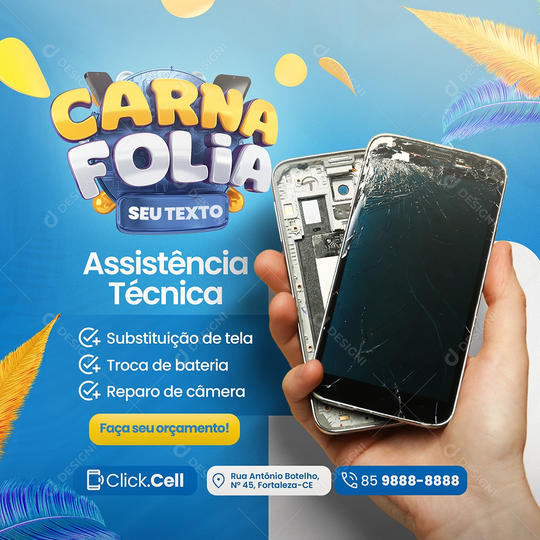 Carna Folia Loja de Celular Assistência Técnica Social Media PSD Editável