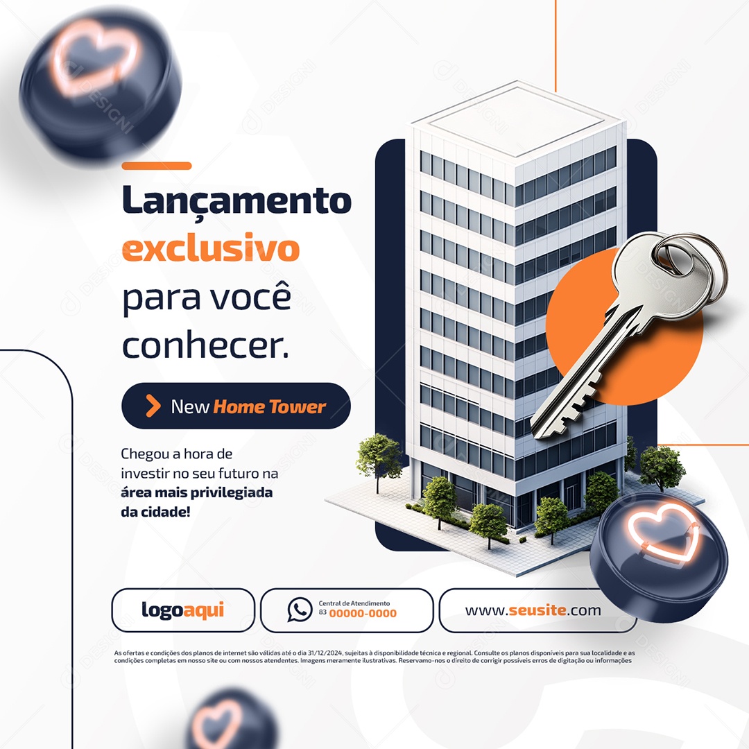 Imobiliária Lançamento Exclusivo para Você Conhecer Social Media PSD Editável