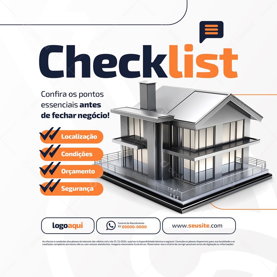 Imobiliária Checklist Localização Condições Orçamento Social Media PSD Editável