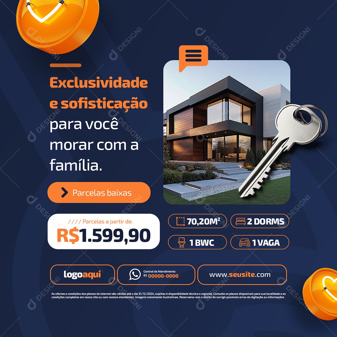 Imobiliária Esclusividade e Sofisticação Social Media PSD Editável