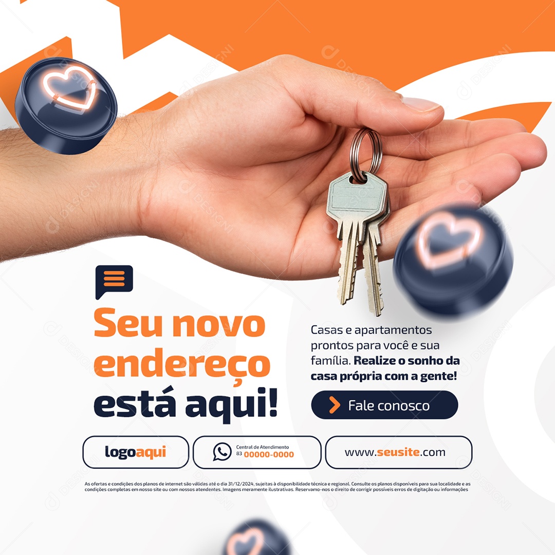 Imobiliária Seu Novo Endereço Está Aqui Social Media PSD Editável