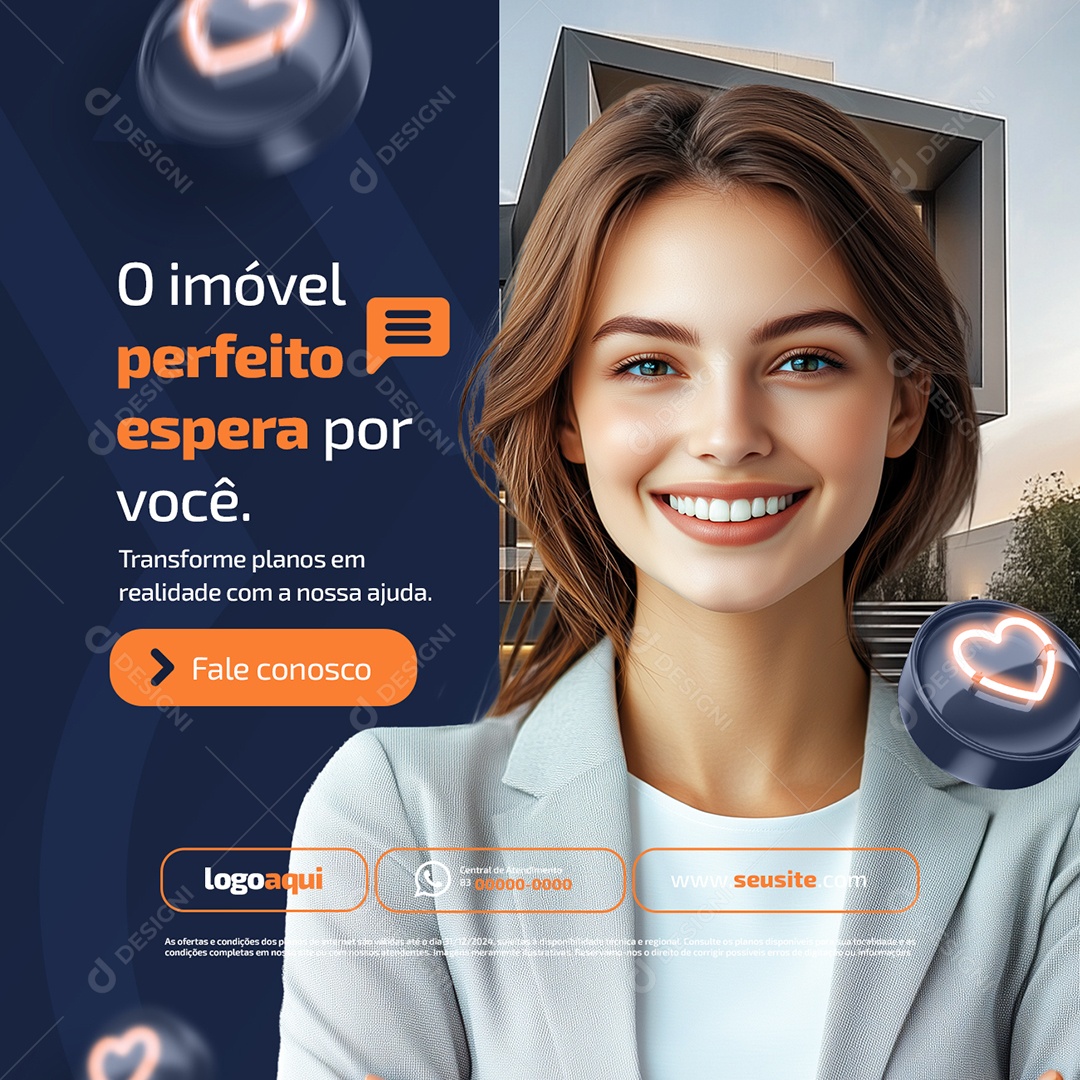 Imobiliária O Imóvel Perfeito Espera por Você Social Media PSD Editável