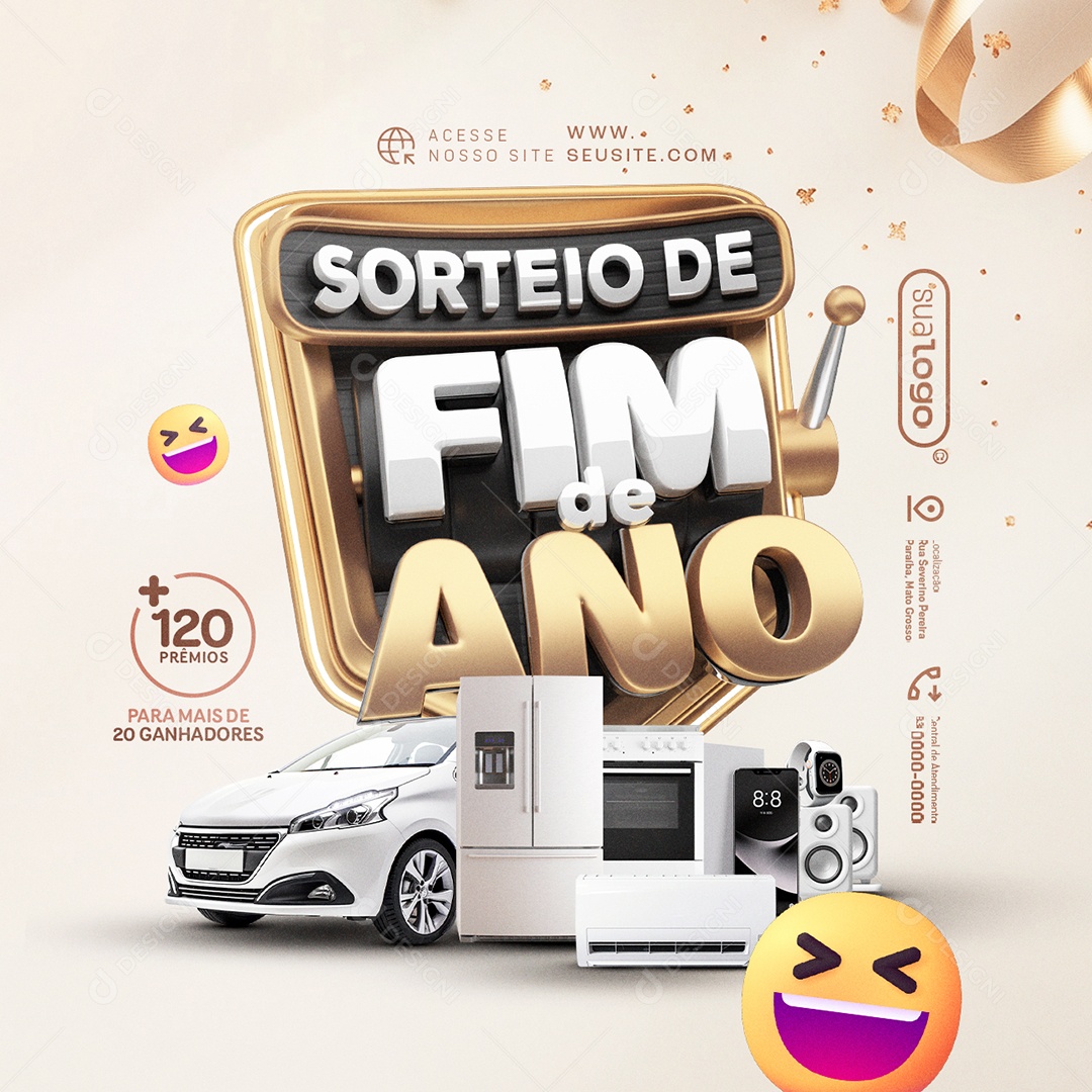 Sorteio de Fim de Ano Lojas Prêmios Mais de VInte Ganhadores Social Media PSD Editável