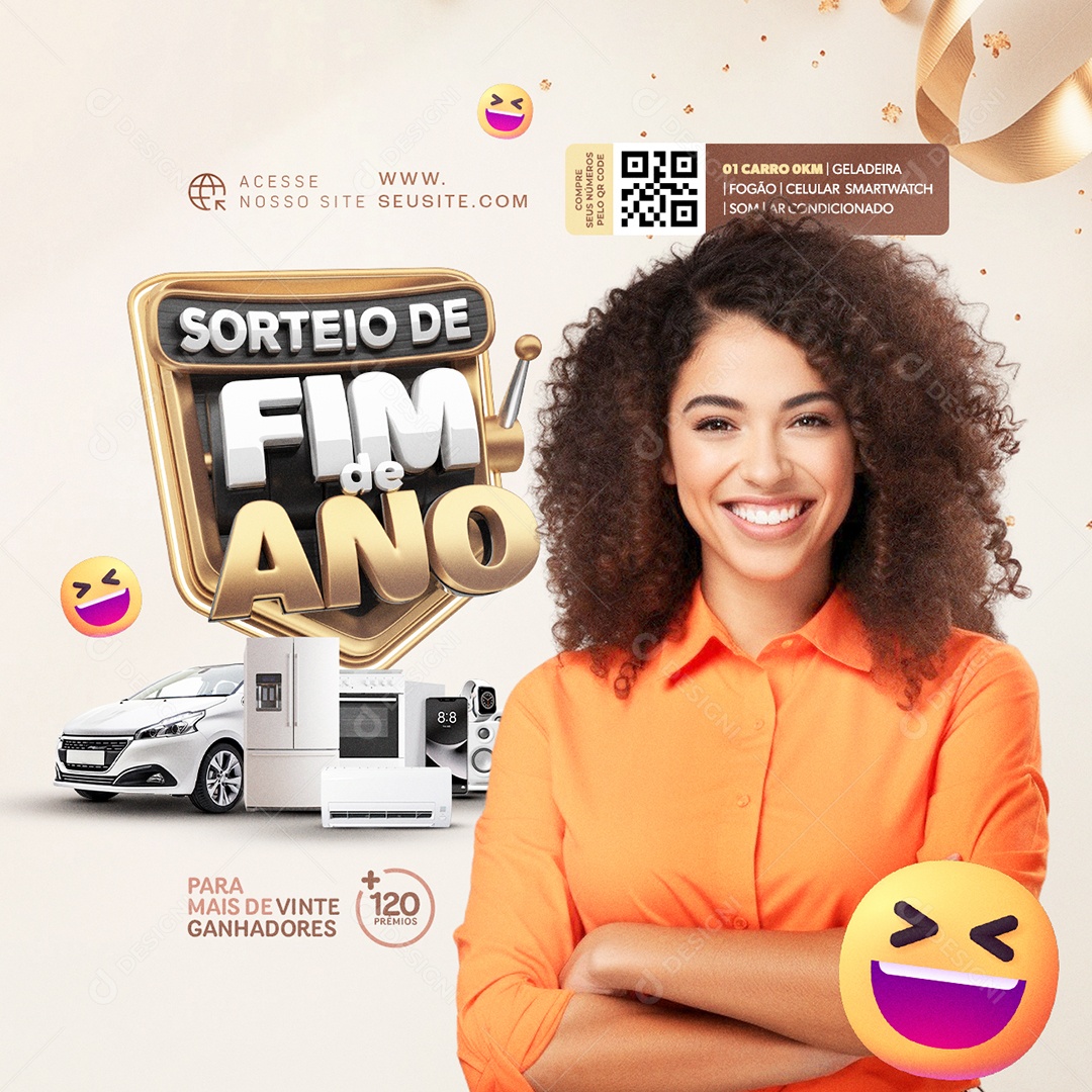 Social Media Sorteio de Fim de Ano Lojas Mais de Vinte Ganhadores PSD Editável