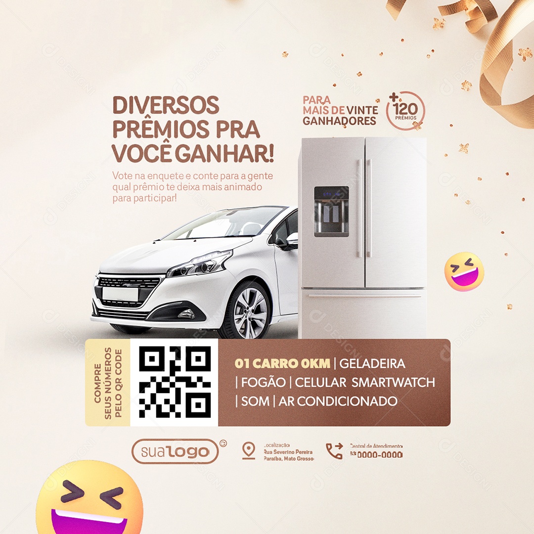 Sorteio de Fim de Ano Lojas Diversos Prêmios pra Você Ganhar Social Media PSD Editável