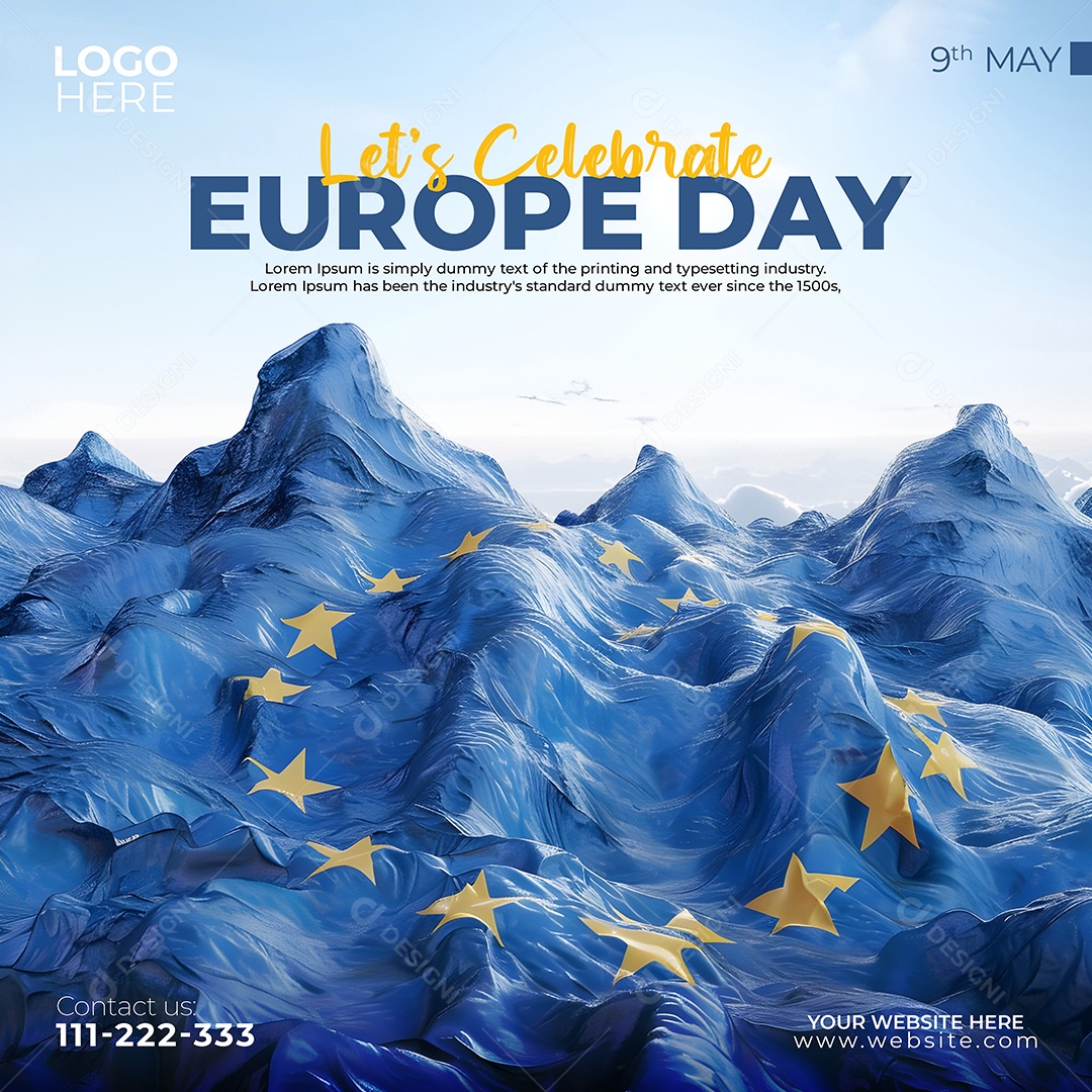 Feliz Dia da Europa 09 de Maio Social Media PSD Editável