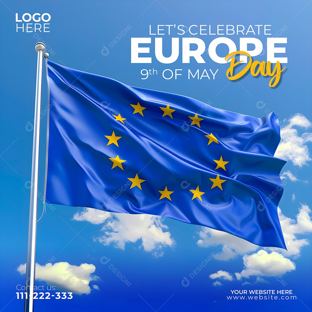 Feliz Dia da Europa 09 de Maio Social Media PSD Editável