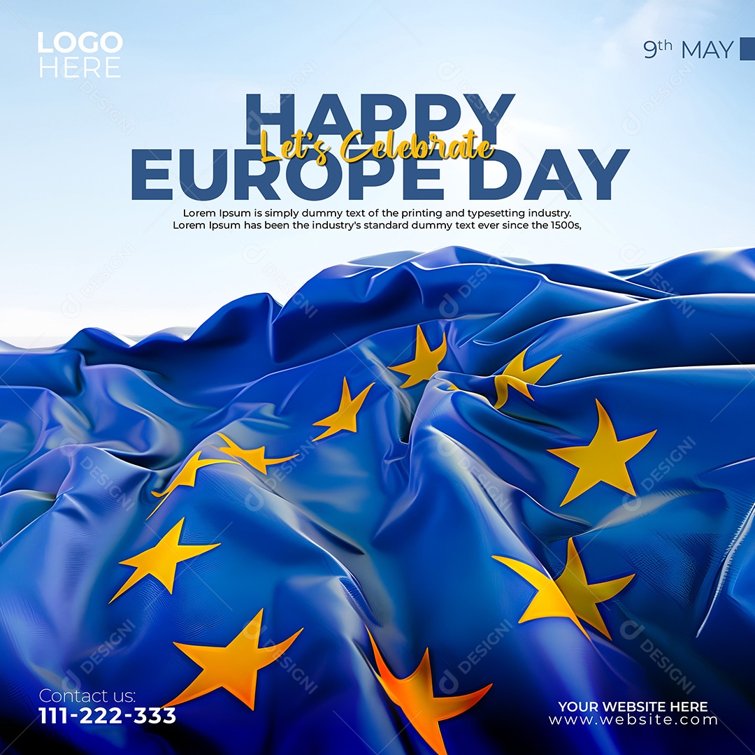 Feliz Dia da Europa 09 de Maio Social Media PSD Editável