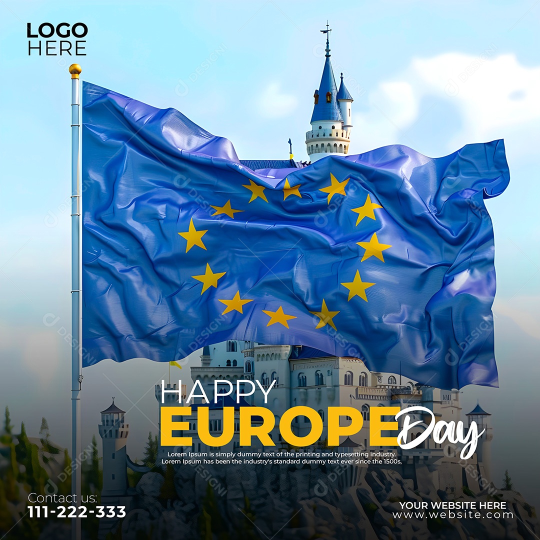 Feliz Dia da Europa 09 de Maio Social Media PSD Editável