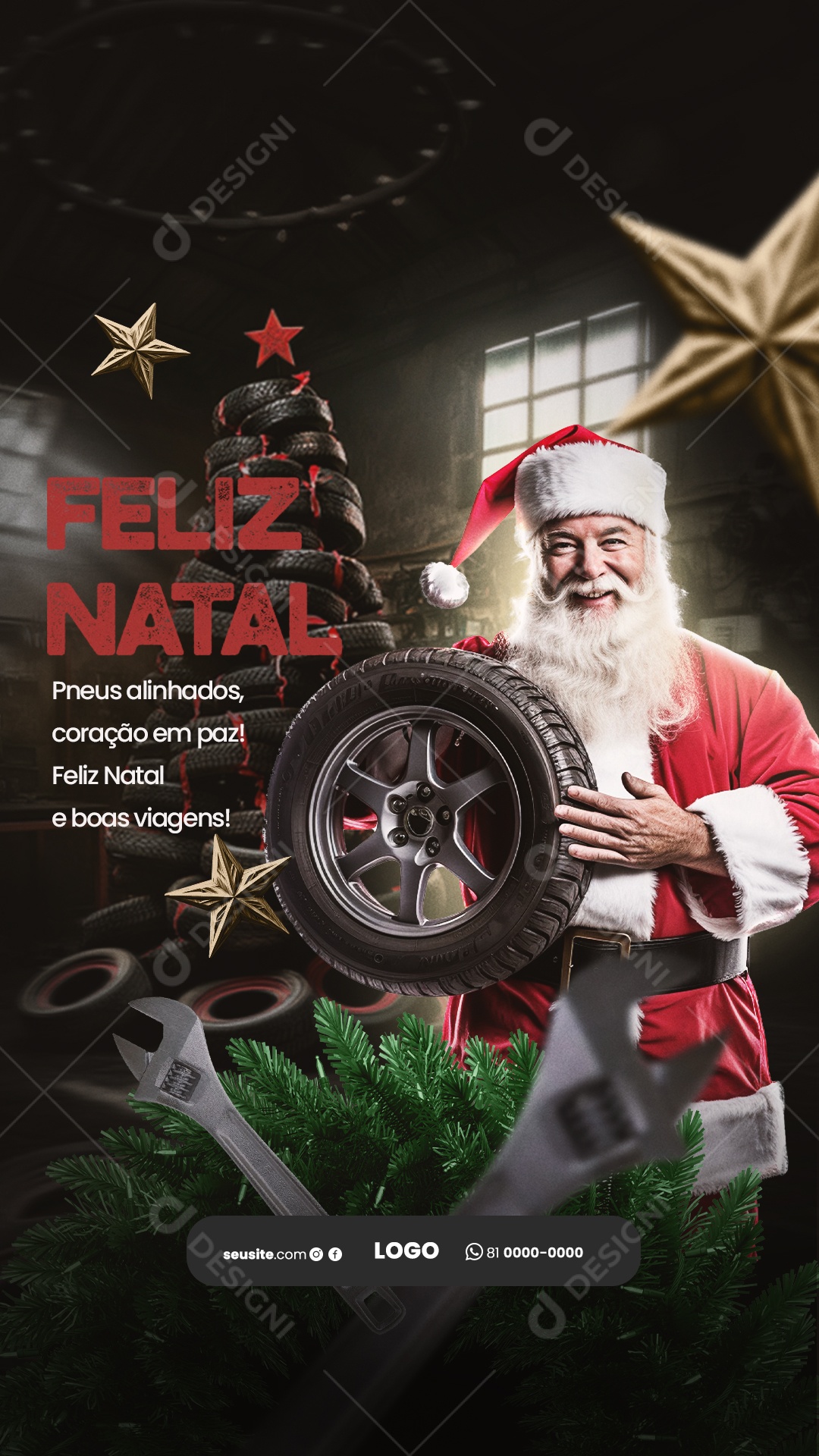 Story Feliz Natal Oficina Mecânica Social Media PSD Editável
