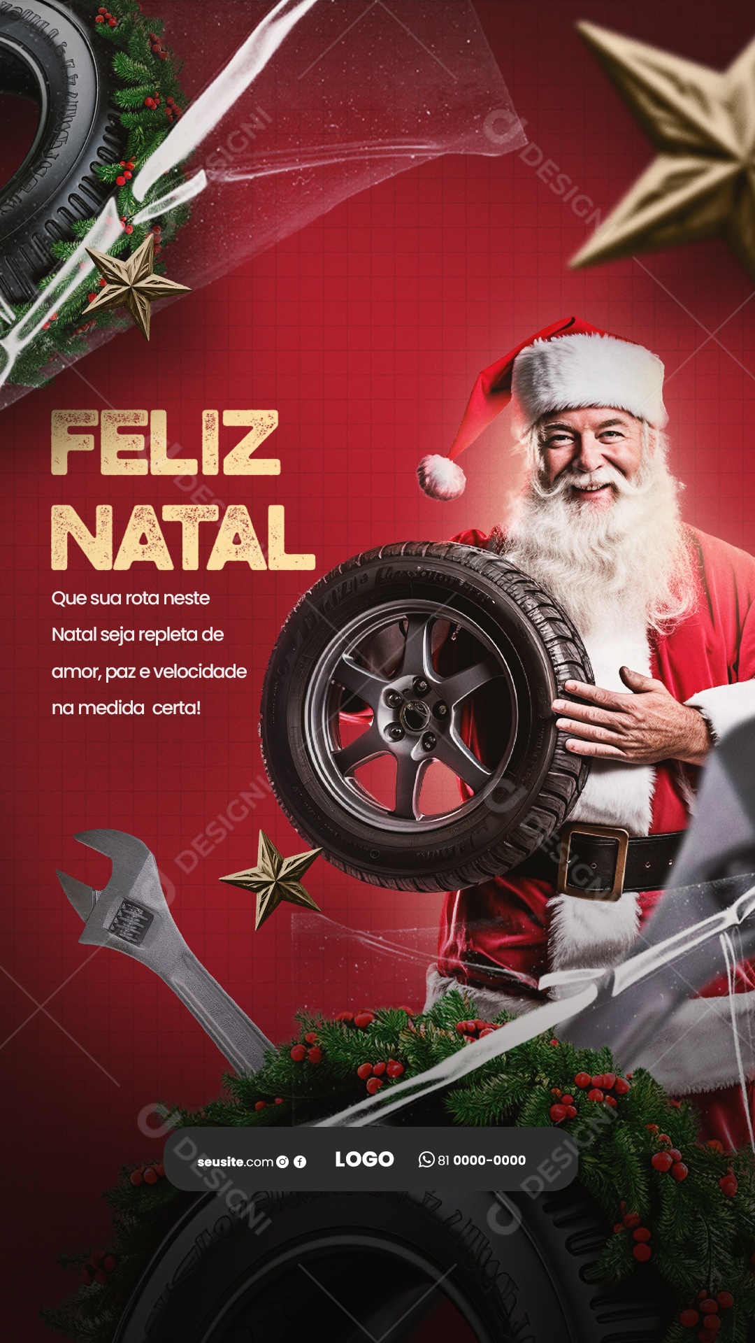 Story Feliz Natal Oficina Mecânica Social Media PSD Editável