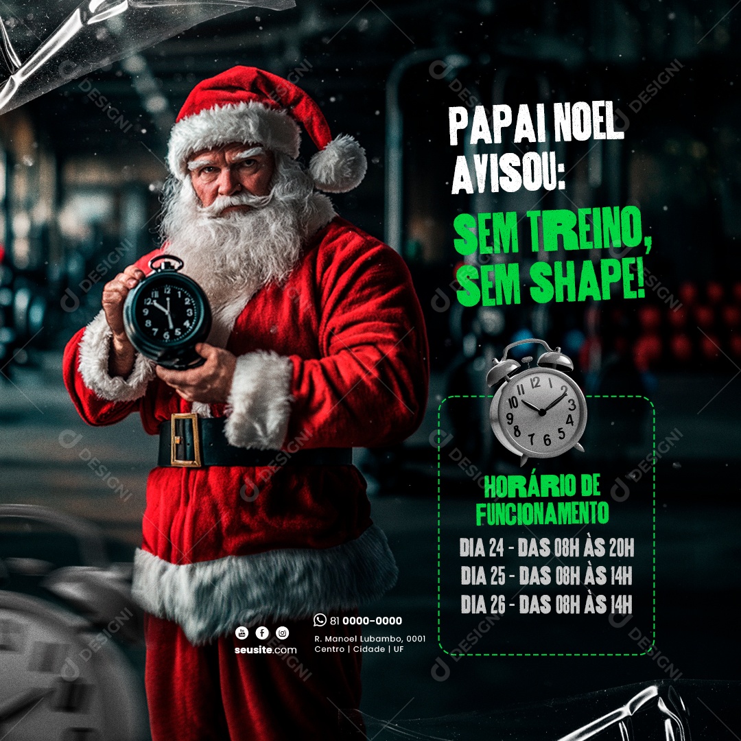 Academia Horário Especial de Natal Social Media PSD Editável