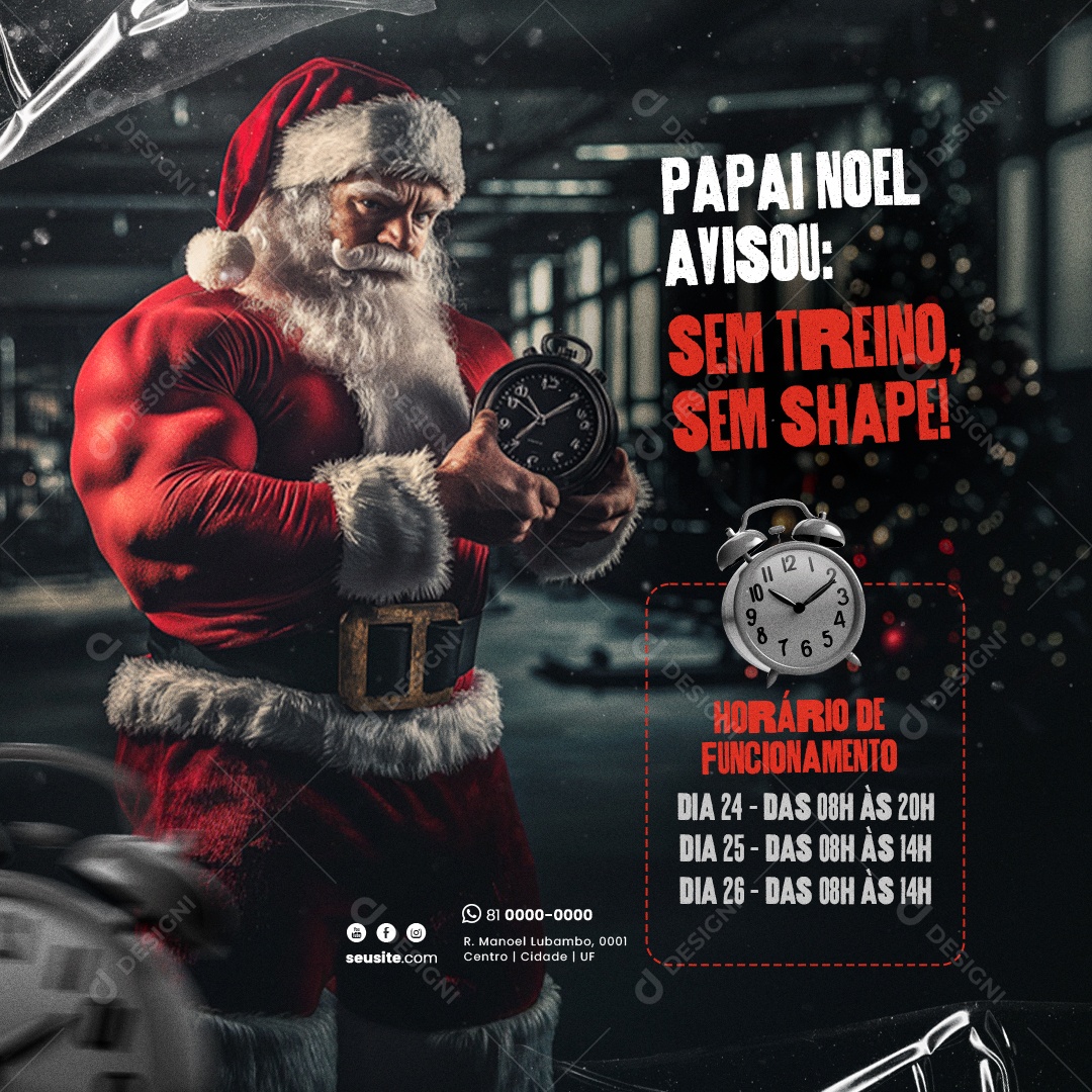 Academia Horário Especial de Natal Social Media PSD Editável