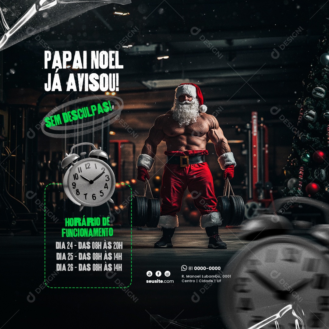 Academia Horário Especial de Natal Social Media PSD Editável