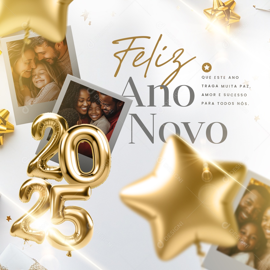 Feliz Ano Novo 01 de Janeiro 2025 Social Media PSD Editável