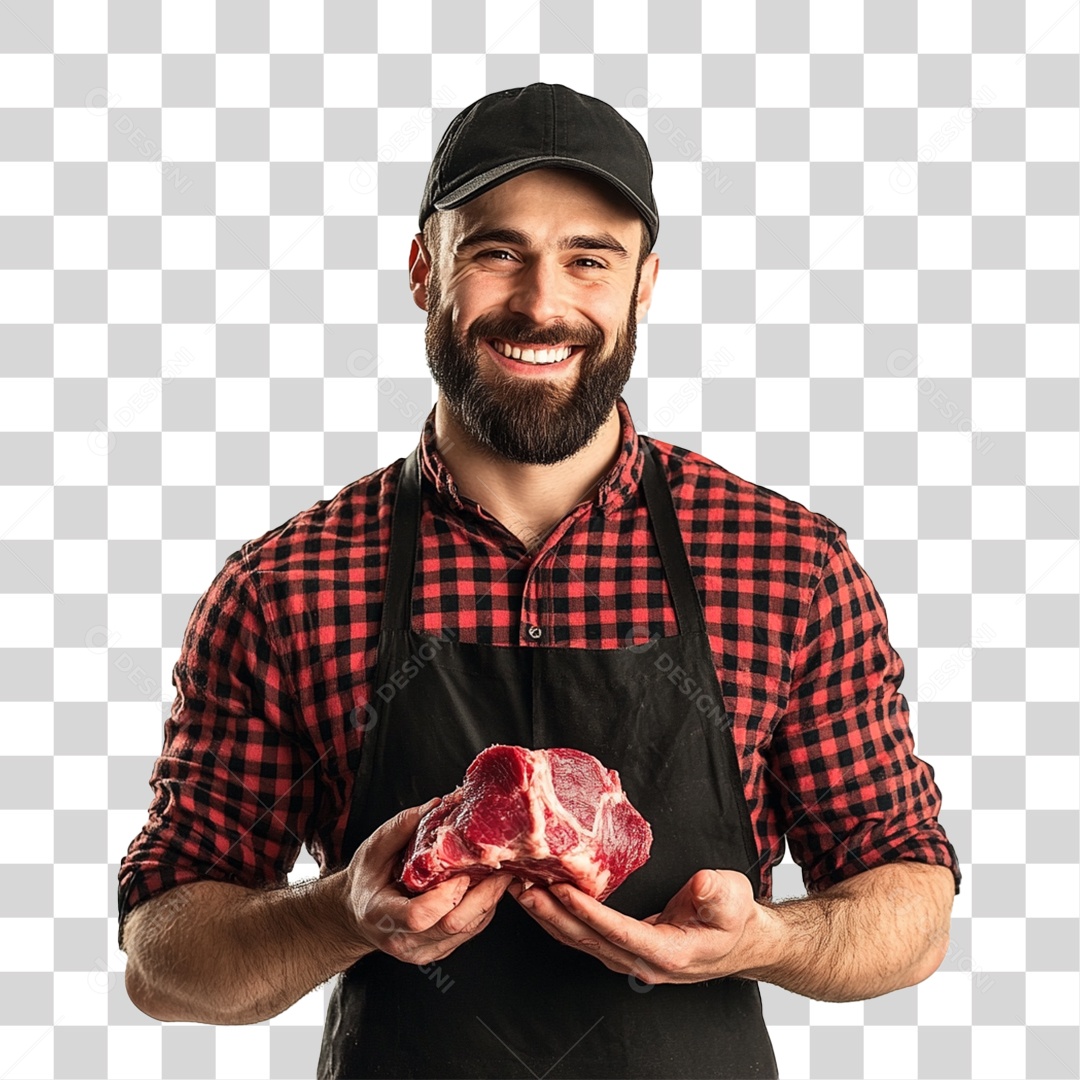 Homem com Avental Sorrindo PNG Transparente