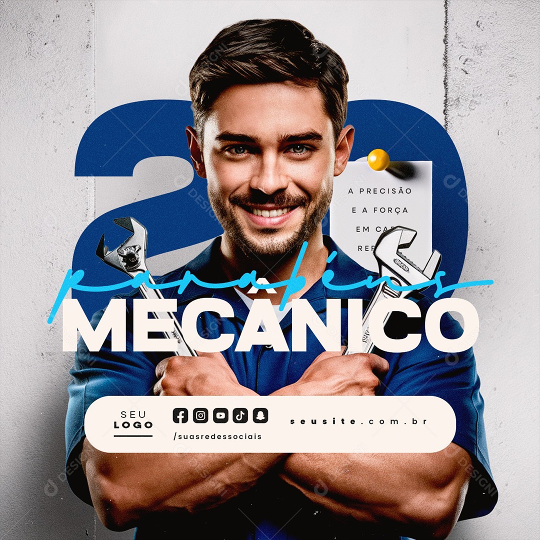 Dia do Mecânico 20 de Dezembro Parabéns Social Media PSD Editável