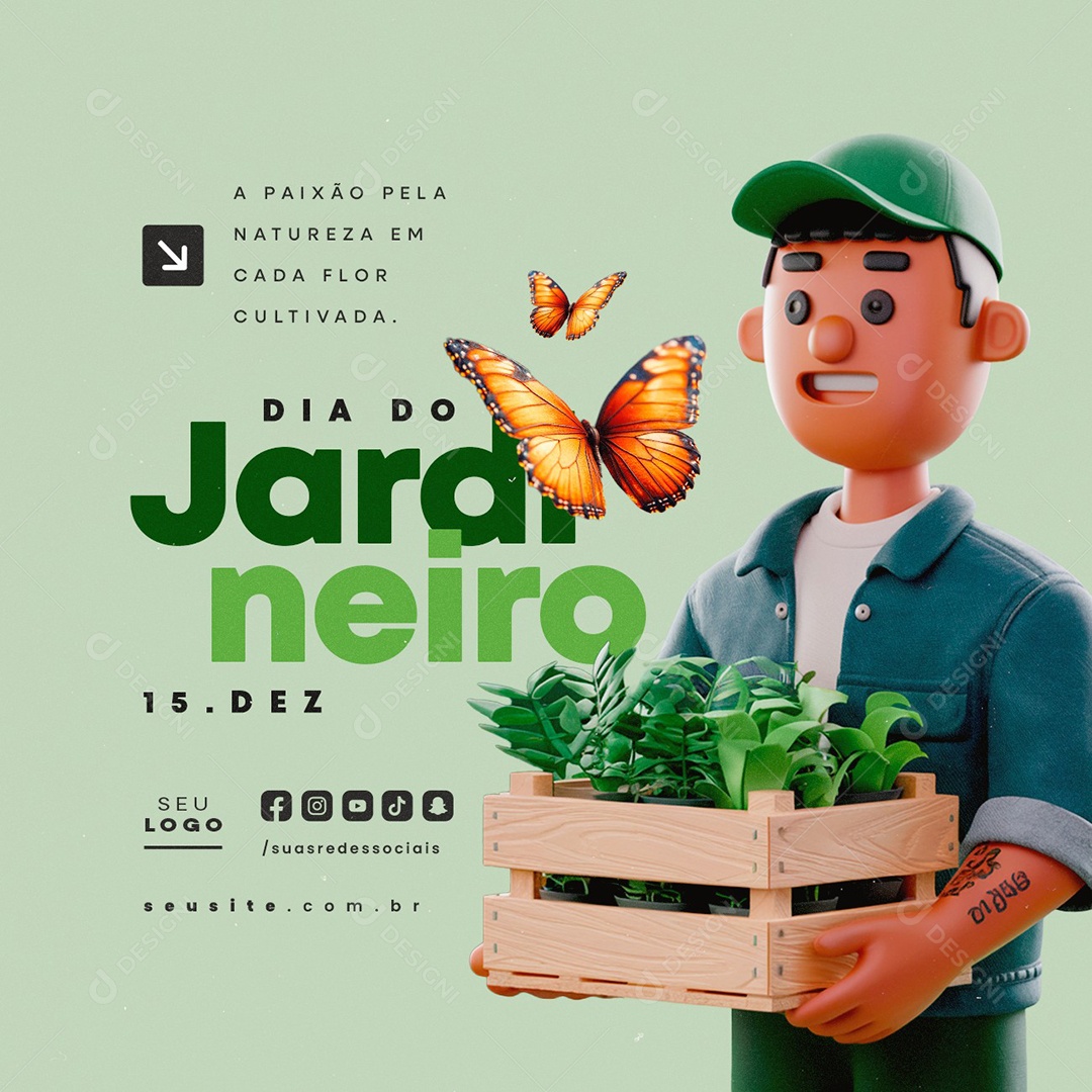 Dia do Jardineiro 15 de Dezembro A Paixão pela Natureza Social Media PSD Editável