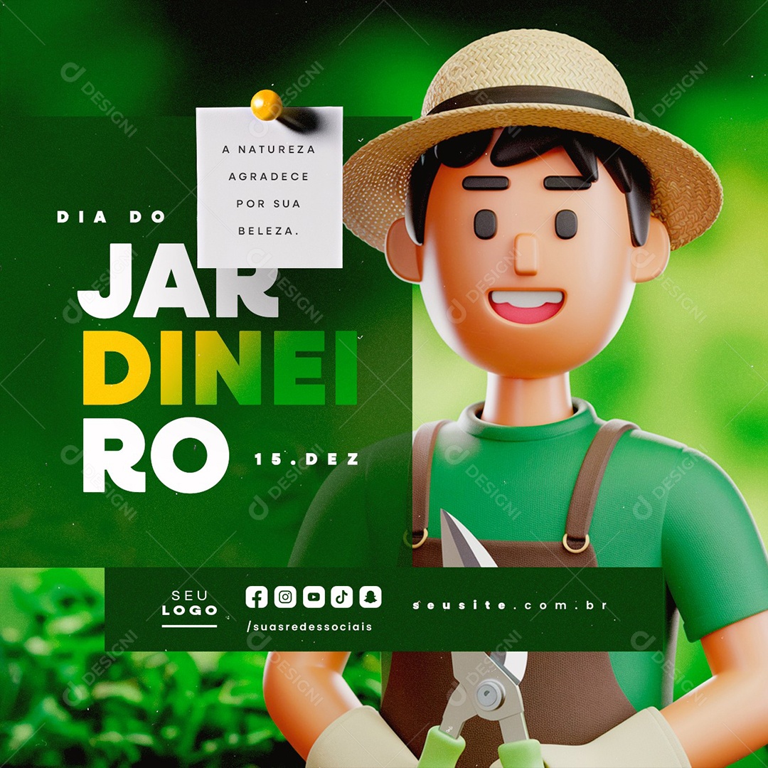 Dia do Jardineiro 15 de Dezembro Social Media PSD Editável