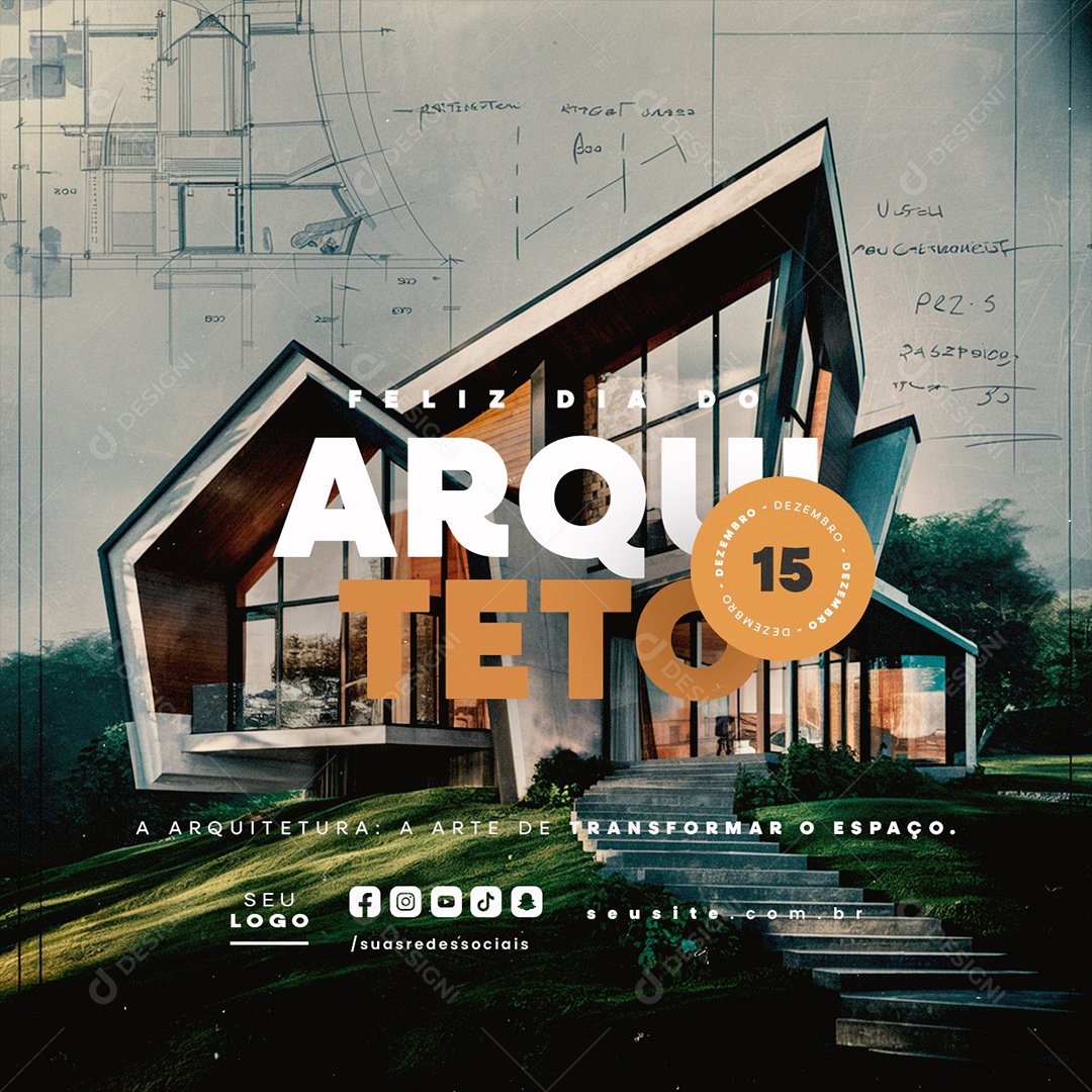 Feliz Dia do Arquiteto 15 de Dezembro Social Media PSD Editável