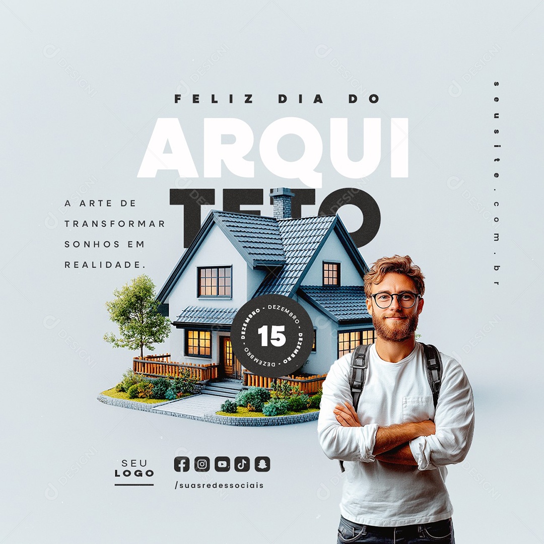 Feliz Dia do Arquiteto 15 de Dezembro Social Media PSD Editável