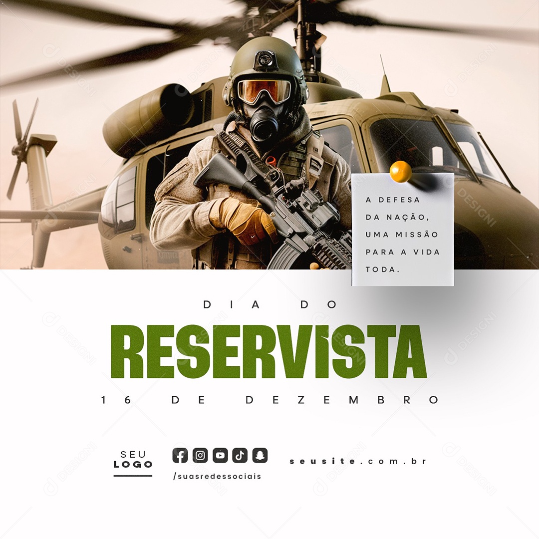 Dia do Reservista 16 de Dezembro Social Media PSD Editável
