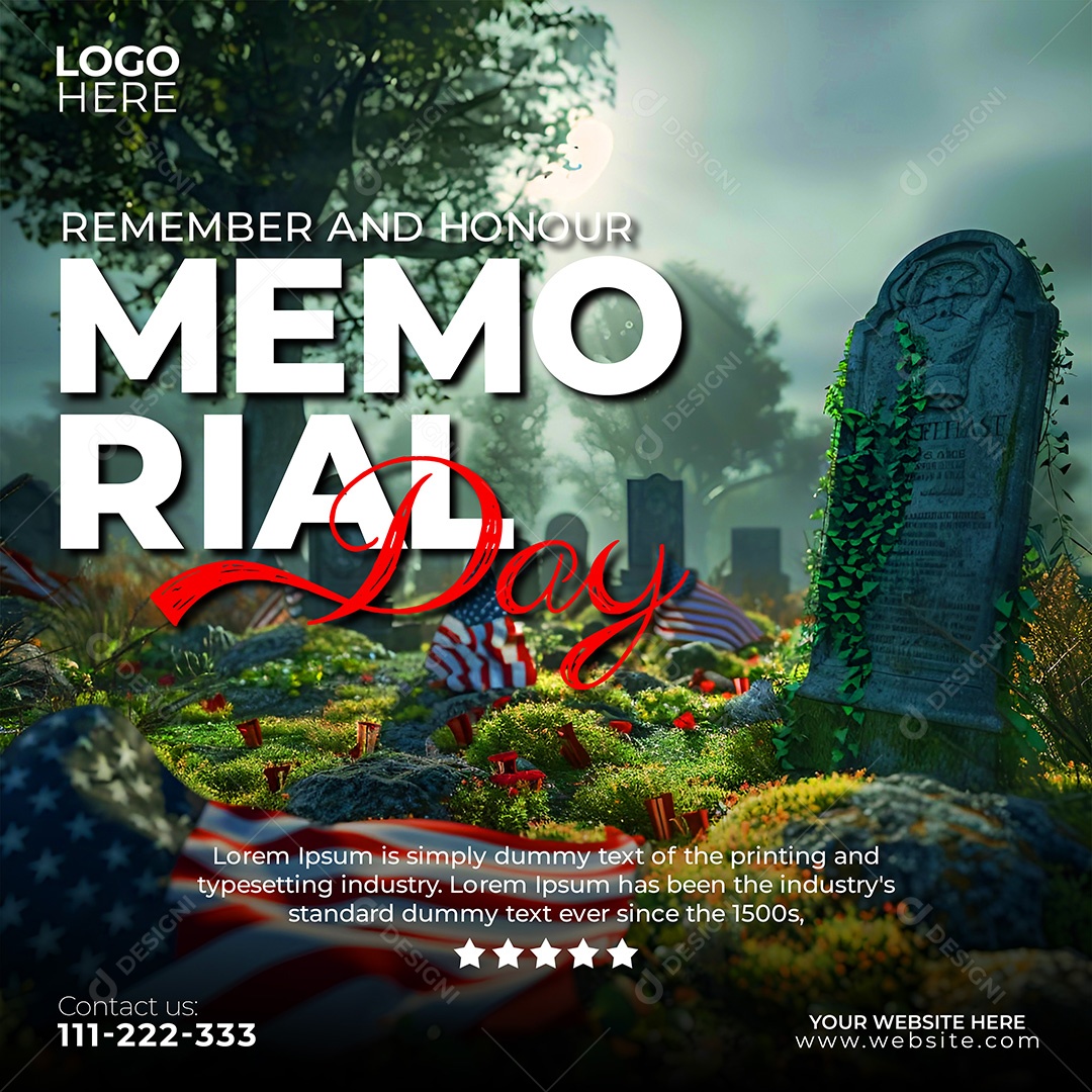 Dia do Memorial dos Estados Unidos 30 de Maio Social Media PSD Editável