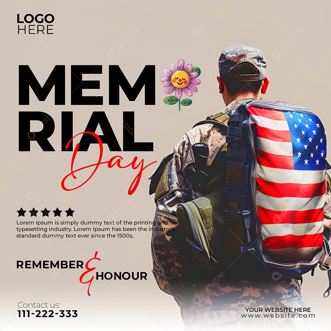 Dia do Memorial dos Estados Unidos 30 de Maio Social Media PSD Editável