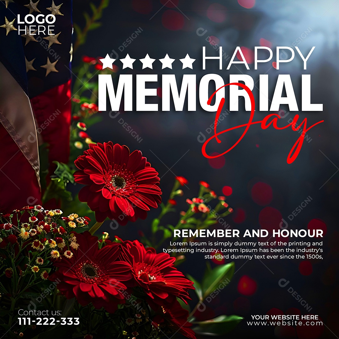 Dia do Memorial dos Estados Unidos 30 de Maio Social Media PSD Editável