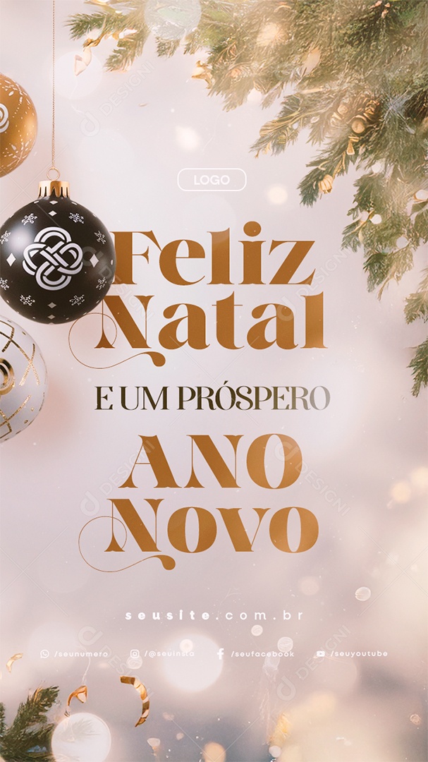 Story Feliz Natal e Um Próspero Ano Novo Social Media PSD Editável