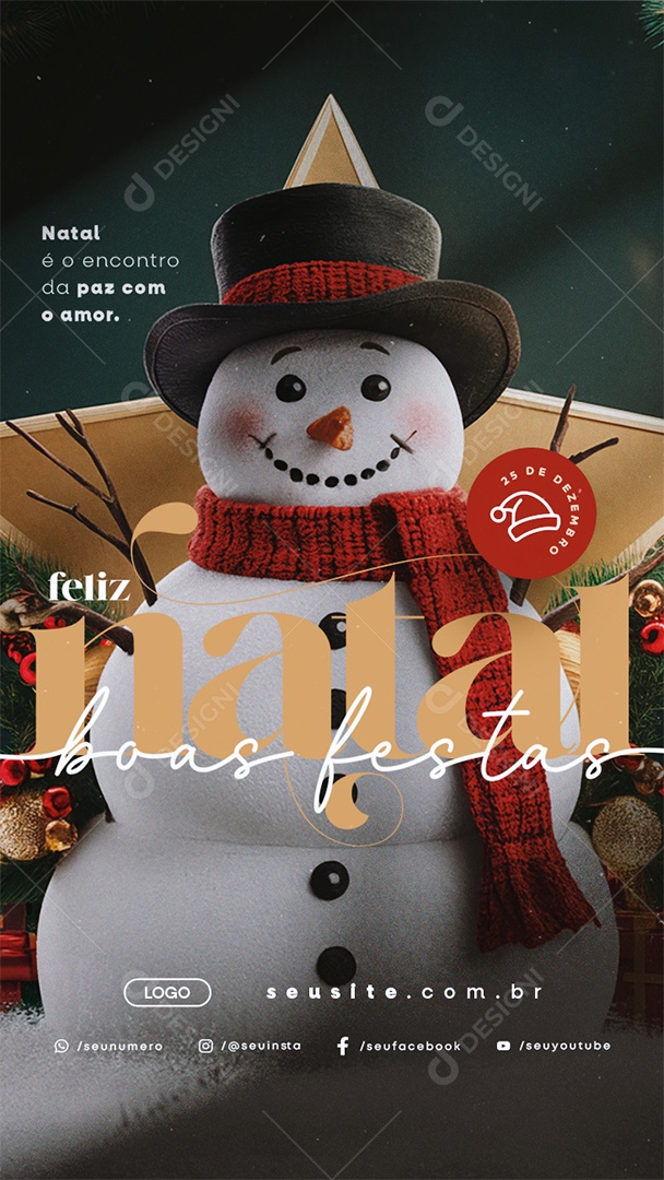 Story Feliz Natal 25 de Dezembro Boas Festas Social Media PSD Editável
