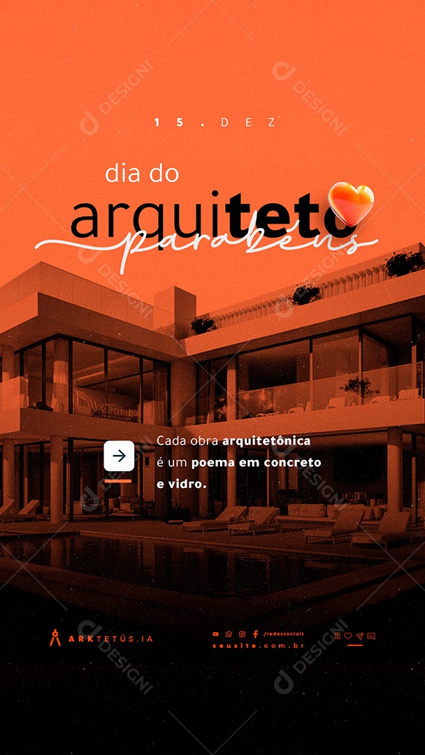Story Dia do Arquiteto 15 de Dezembro Parabéns Social Media PSD Editável