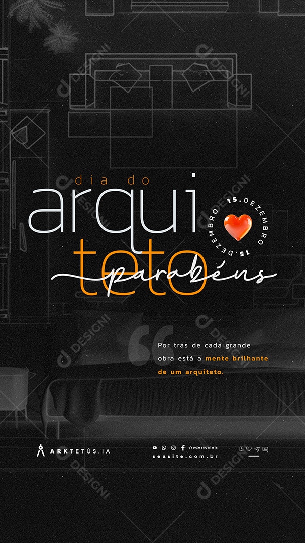 Story Dia do Arquiteto 15 de Dezembro Parabéns Social Media PSD Editável