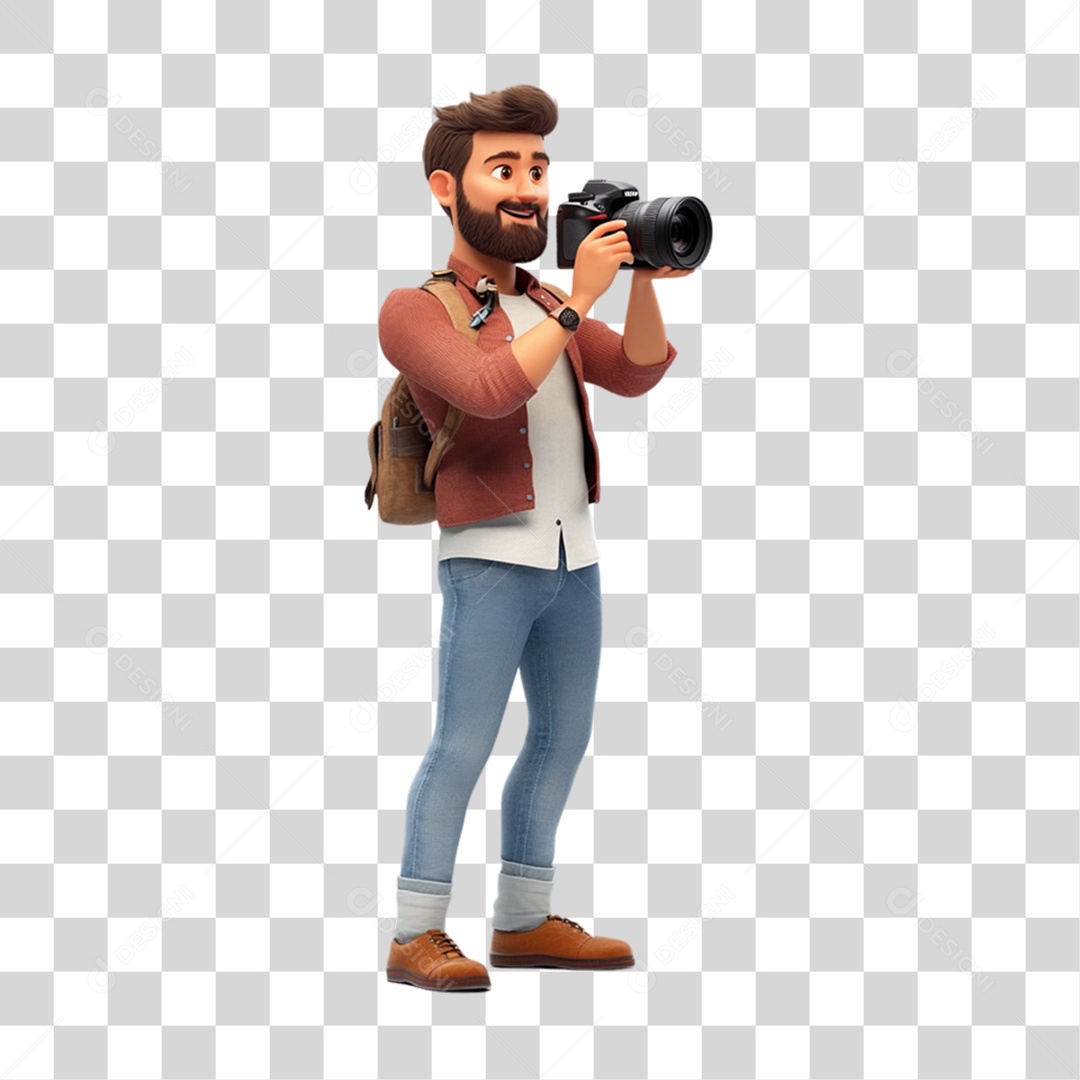 Fotógrafo Mascote Personagem PNG Transparente